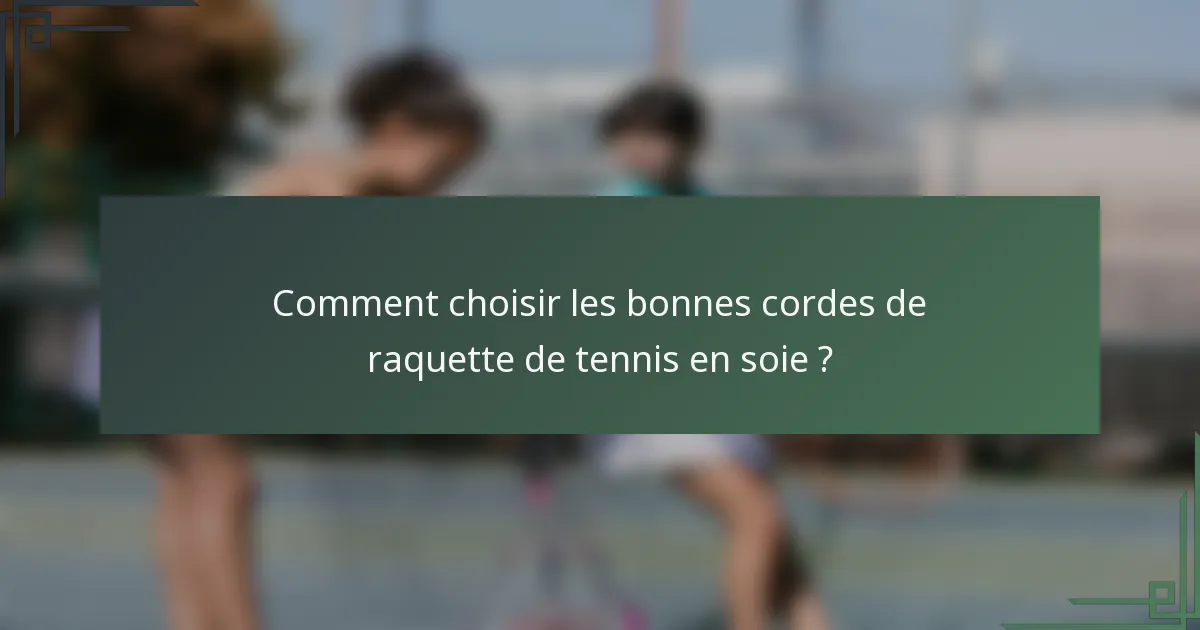 Comment choisir les bonnes cordes de raquette de tennis en soie ?