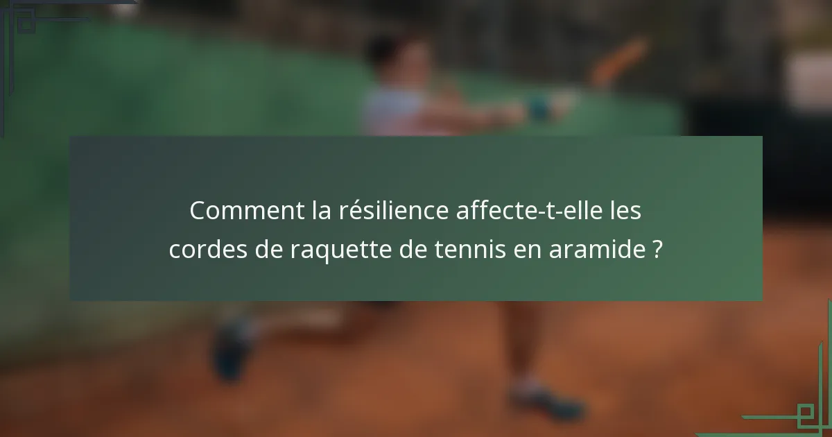 Comment la résilience affecte-t-elle les cordes de raquette de tennis en aramide ?