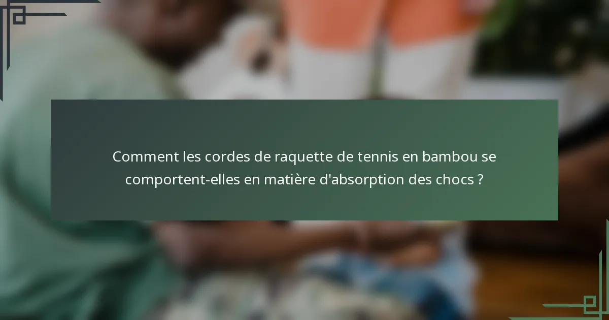 Comment les cordes de raquette de tennis en bambou se comportent-elles en matière d'absorption des chocs ?