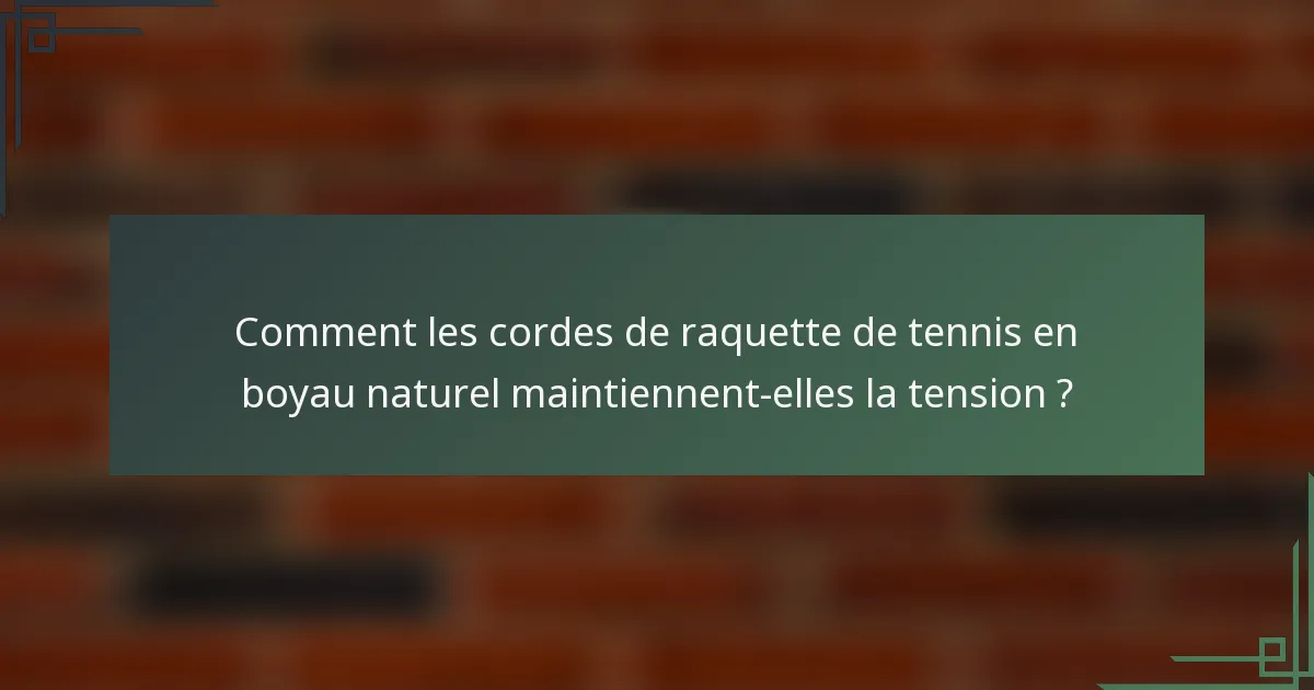 Comment les cordes de raquette de tennis en boyau naturel maintiennent-elles la tension ?