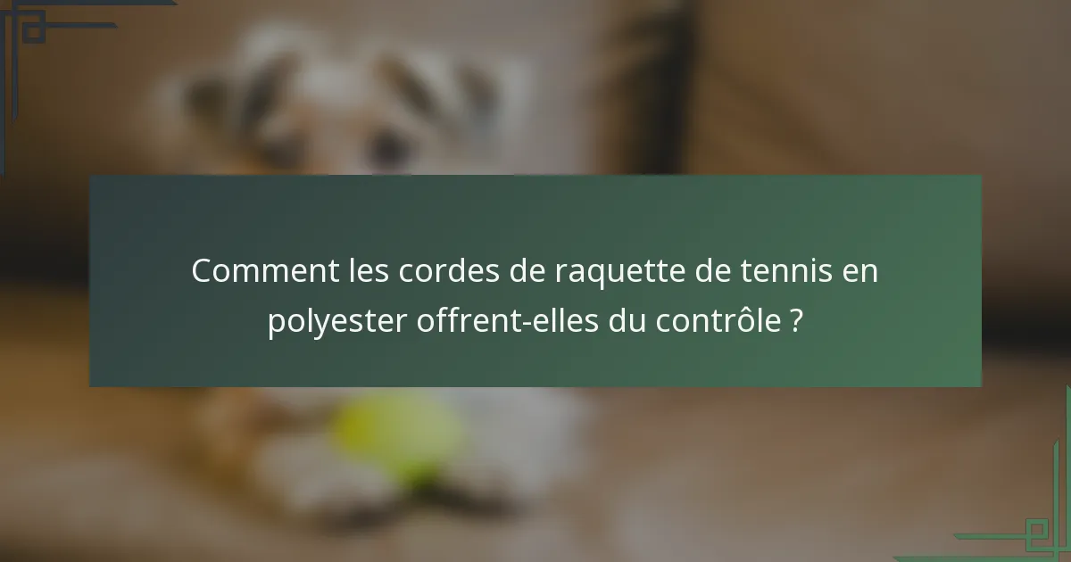 Comment les cordes de raquette de tennis en polyester offrent-elles du contrôle ?
