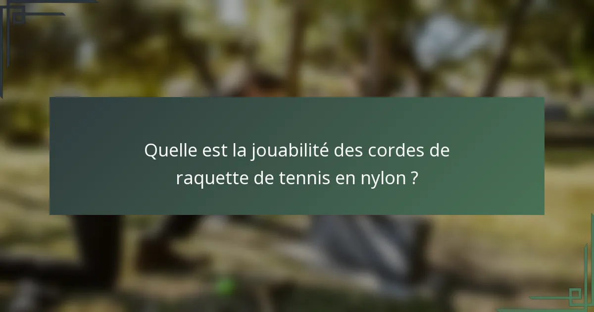Quelle est la jouabilité des cordes de raquette de tennis en nylon ?