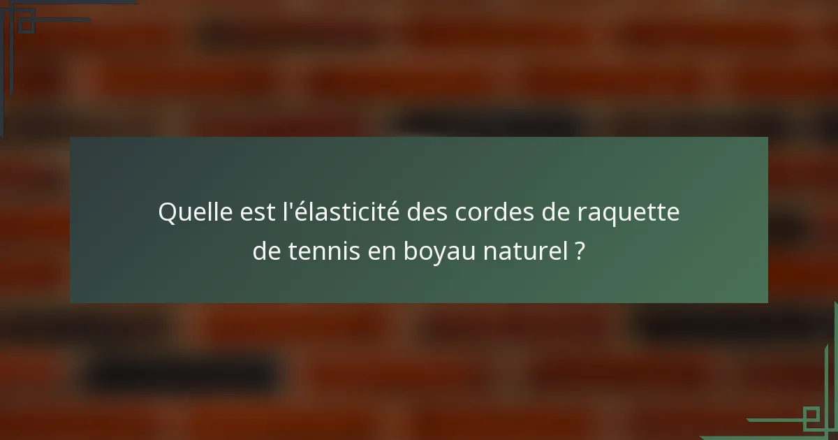 Quelle est l'élasticité des cordes de raquette de tennis en boyau naturel ?