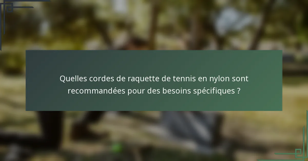 Quelles cordes de raquette de tennis en nylon sont recommandées pour des besoins spécifiques ?