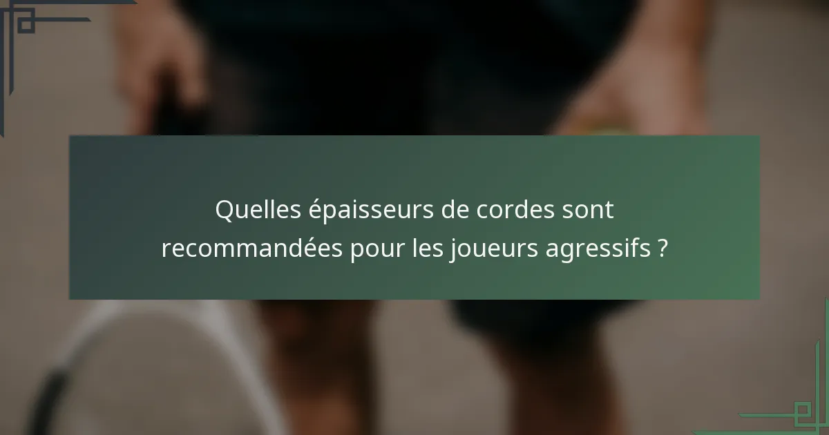 Quelles épaisseurs de cordes sont recommandées pour les joueurs agressifs ?
