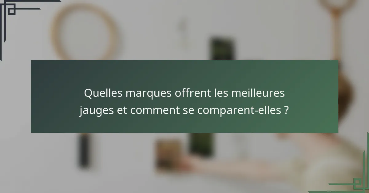 Quelles marques offrent les meilleures jauges et comment se comparent-elles ?