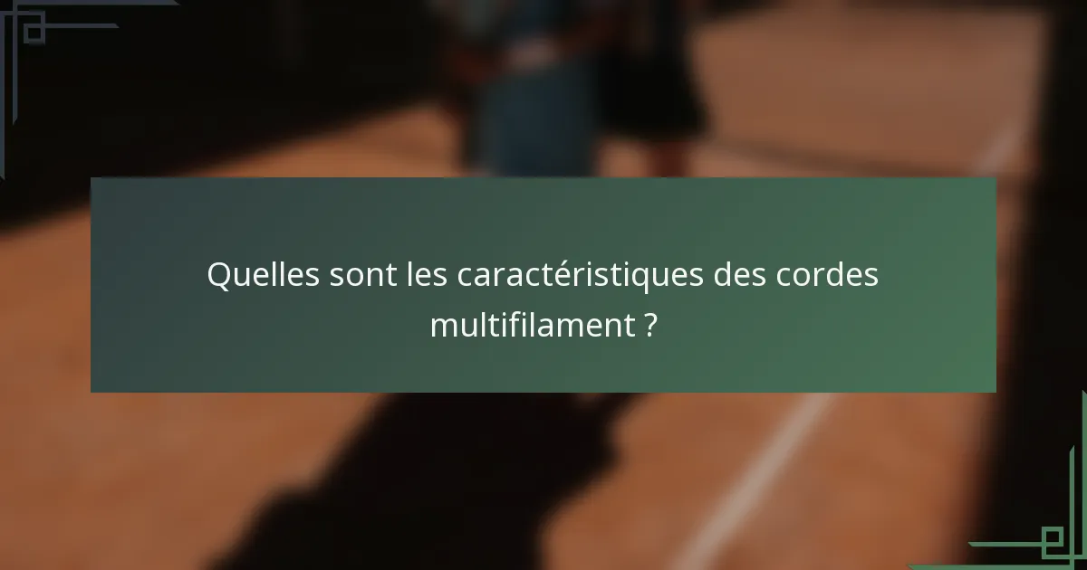 Quelles sont les caractéristiques des cordes multifilament ?