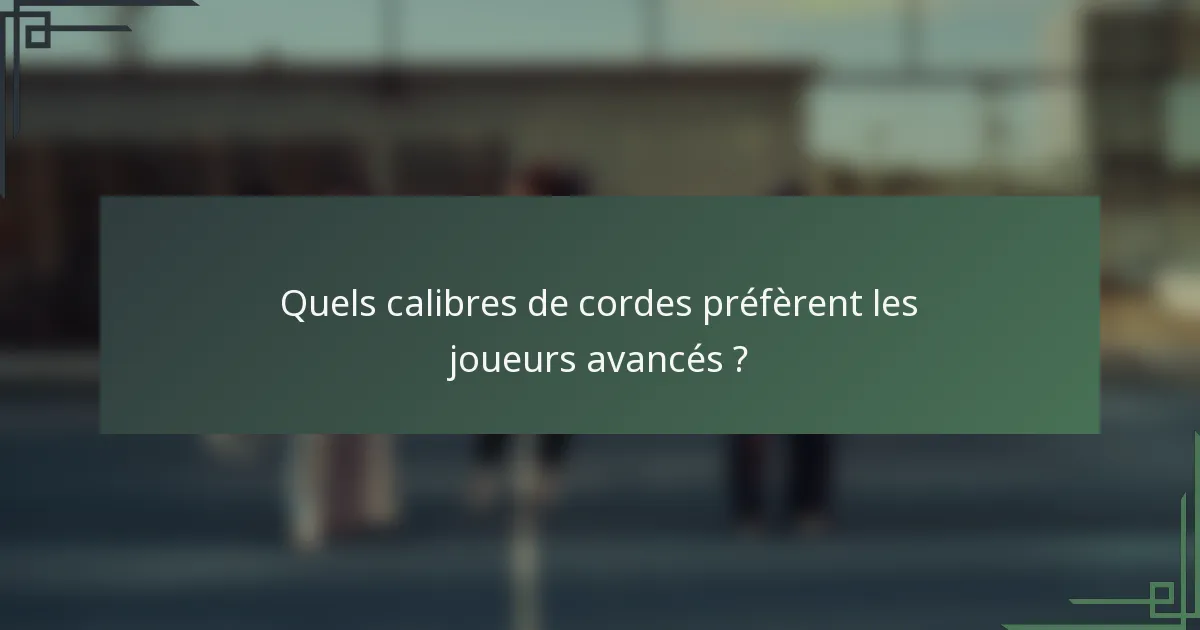 Quels calibres de cordes préfèrent les joueurs avancés ?