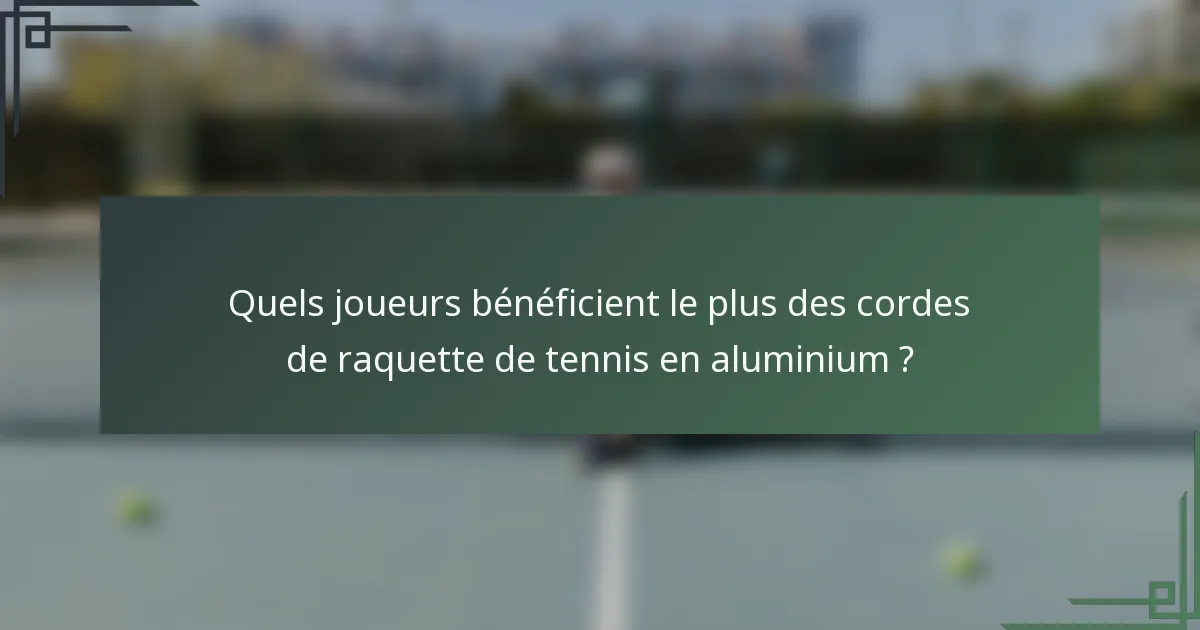 Quels joueurs bénéficient le plus des cordes de raquette de tennis en aluminium ?