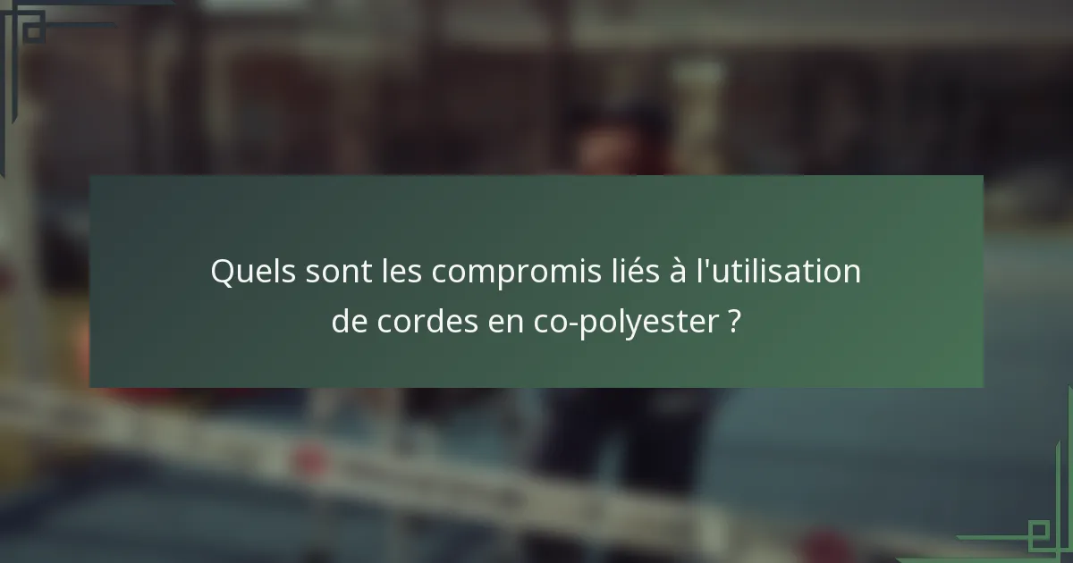 Quels sont les compromis liés à l'utilisation de cordes en co-polyester ?