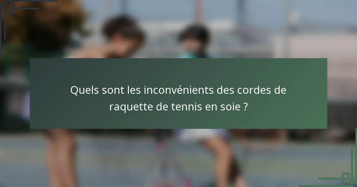 Quels sont les inconvénients des cordes de raquette de tennis en soie ?