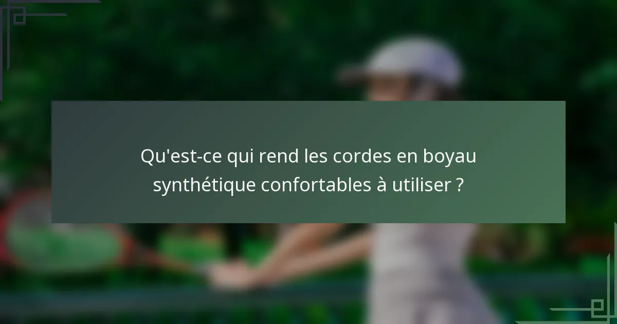 Qu'est-ce qui rend les cordes en boyau synthétique confortables à utiliser ?